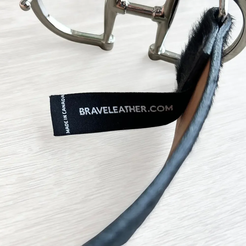 Brave Leather Kasi Hair-On Belt 32 Black Calf Hair Silver Equestrian Buckle EUC - Picture 10 of 13